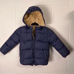 Kids’ Navy Puffer Jacket with Zip Off Hood